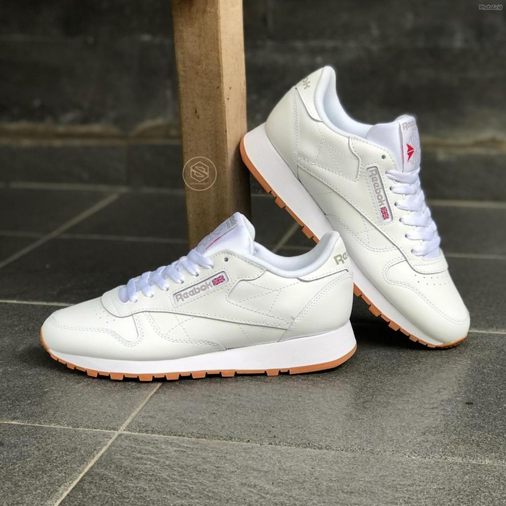 Jual Sepatu Sneakers Running REEBOK CLASSIC CL LEATHER WHITE BLACK GREY ...