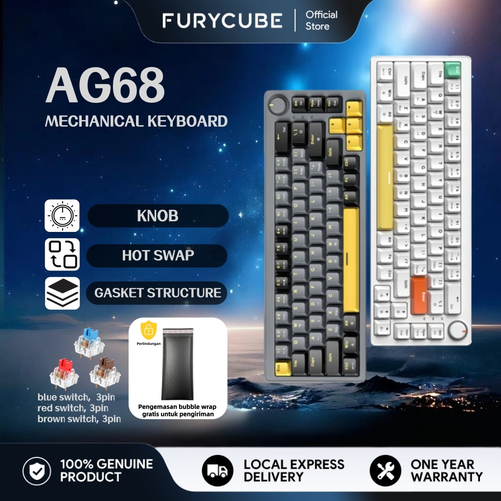 Jual ZIFRIEND AG68 Gaming Keyboard Gasket Structure Hotswap Rgb Backlit ...