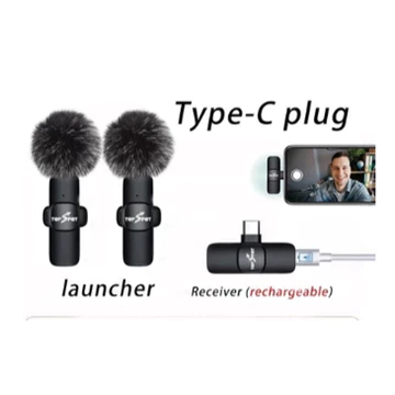 Mikrofon Wireless Clip On Plug Play Noise Cancelling Type C Lightning IPhone Android Vlog Live