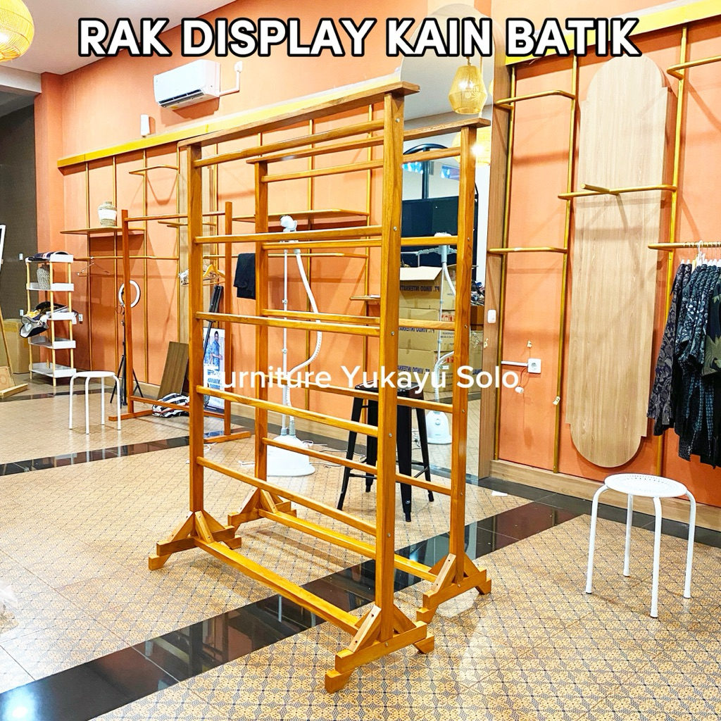 Jual GANTUNGAN DISPLAY BATIK KAYU JATI / GAWANGAN BATIK / JAGRAK BATIK ...