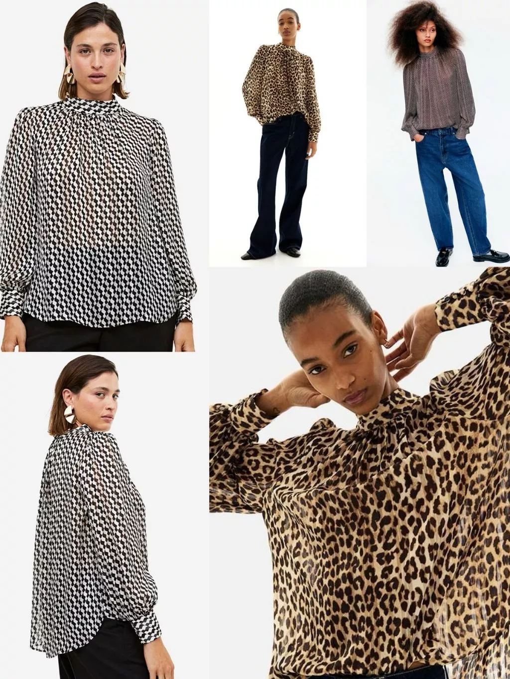 Atasan Lengan Panjang Wanita High-Neck Dengan Motif Elegan  Women's Patterned Blouse - HM-9944