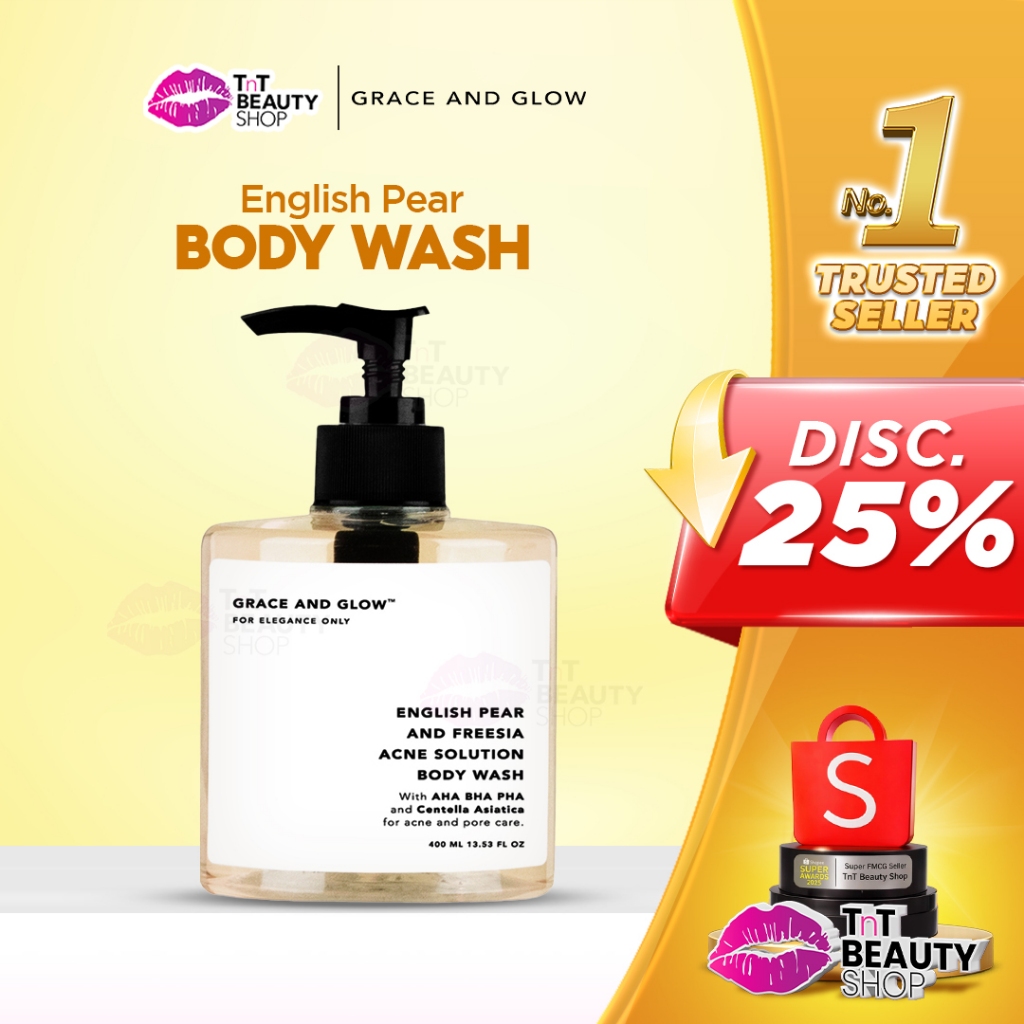 Grace and Glow English Pear and Freesia Anti Acne Solution Body Wash - Sabun Mandi | TnT Beauty Shop