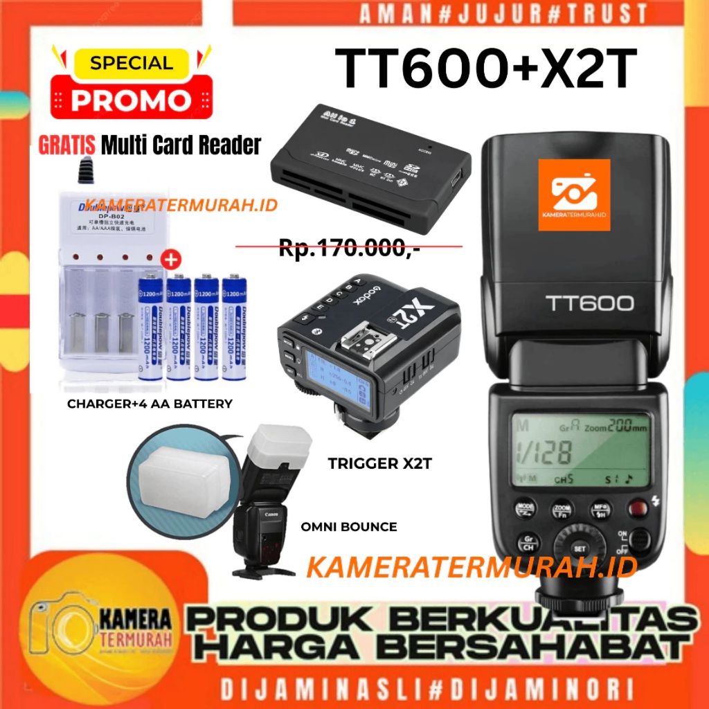 Jual Speedlite Flash Godox TT600 TT 600 Universal + Trigger Godox Canon ...