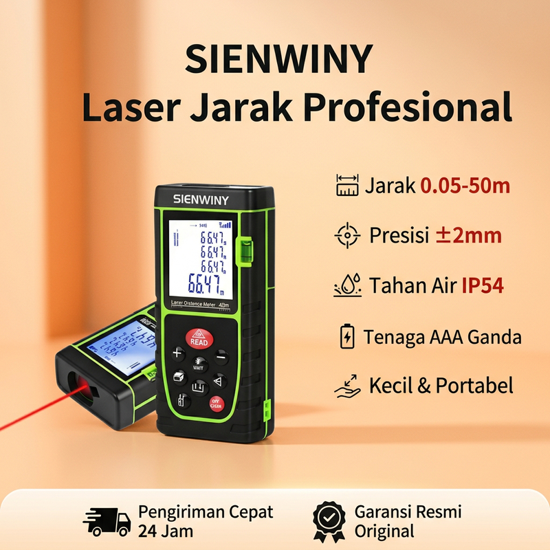 Jual Meteran Laser Digital 30M 40M 50M 100M Presisi 2mm Unit Meter Inch ...