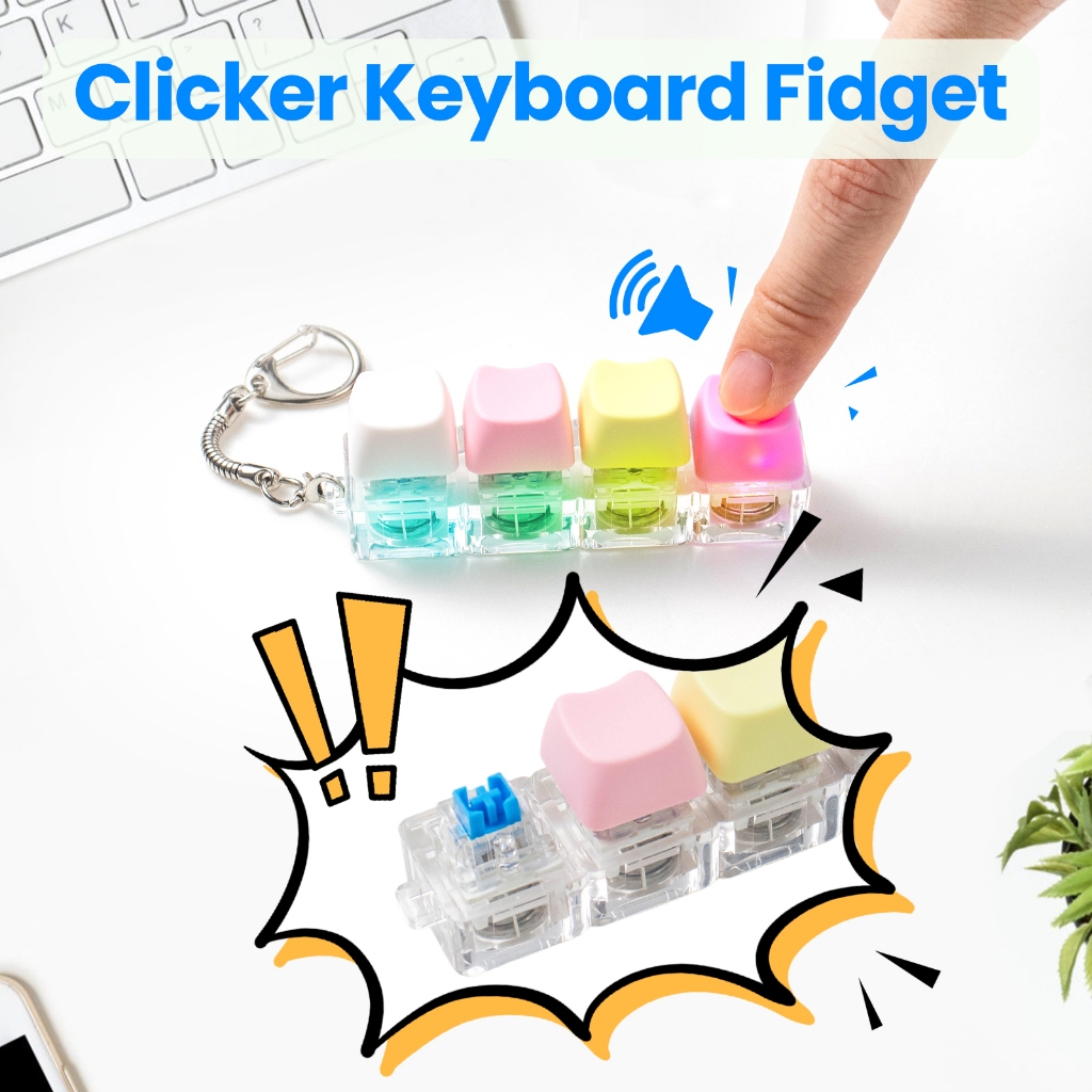 Jual 2PCS Keyboard Fidget Toy Keycaps Keychain RGB light + Non-Light ...