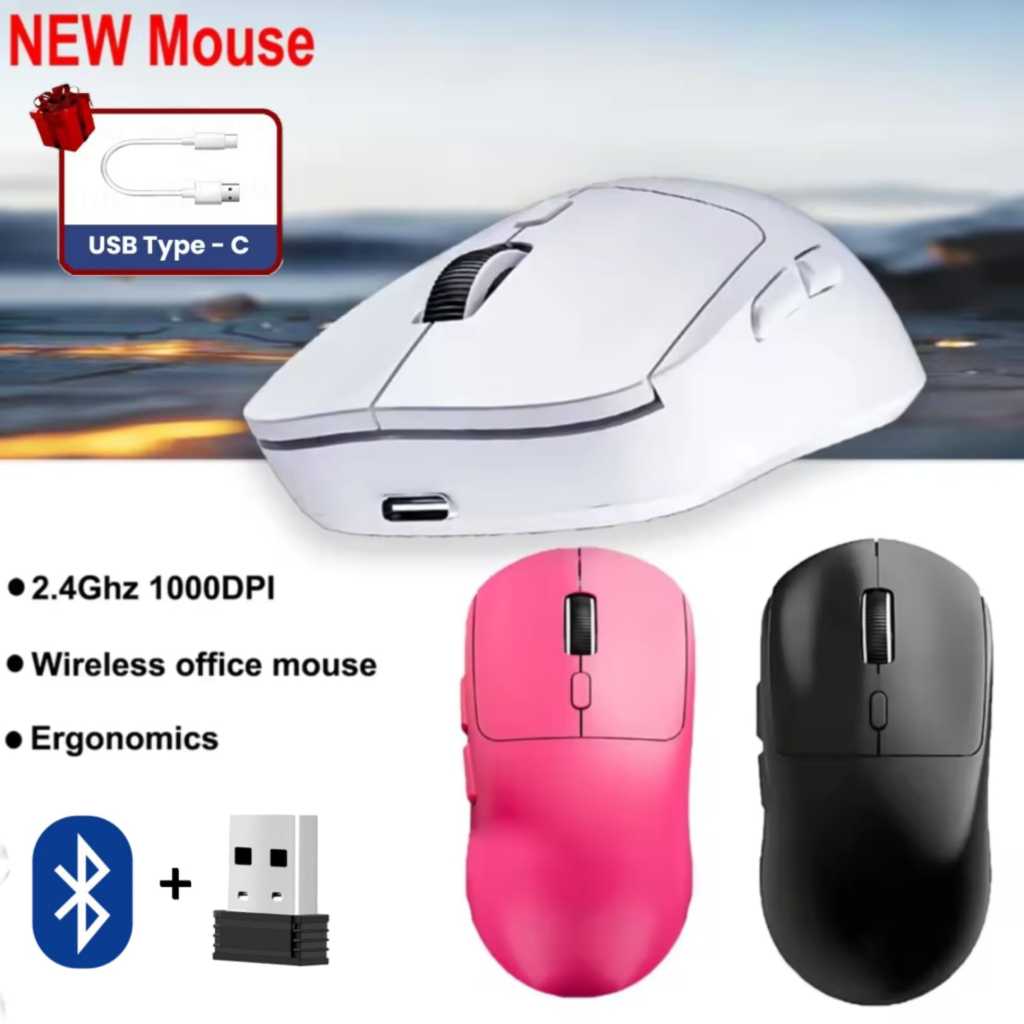 Jual M348 - Mouse Bluetooth 5.4 + Wireless 2.4G Rechargerable Bisa Di ...