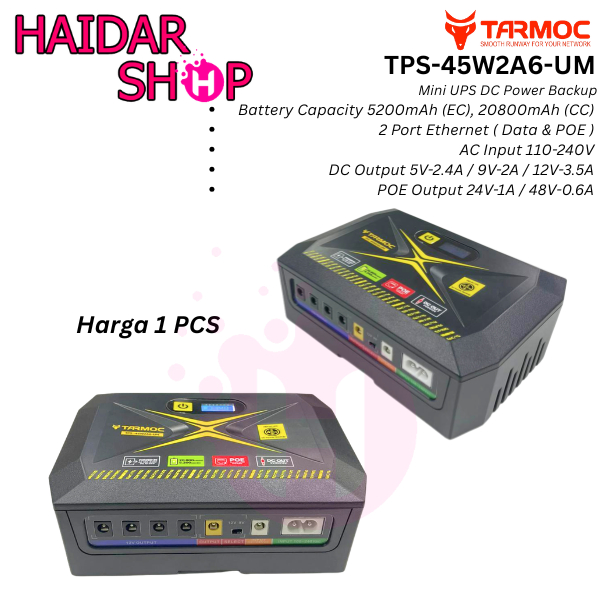Jual Tarmoc TPS-45W2A6-UM | Mini UPS DC Power Supply USB 5V/2.4A, 9V/2A ...