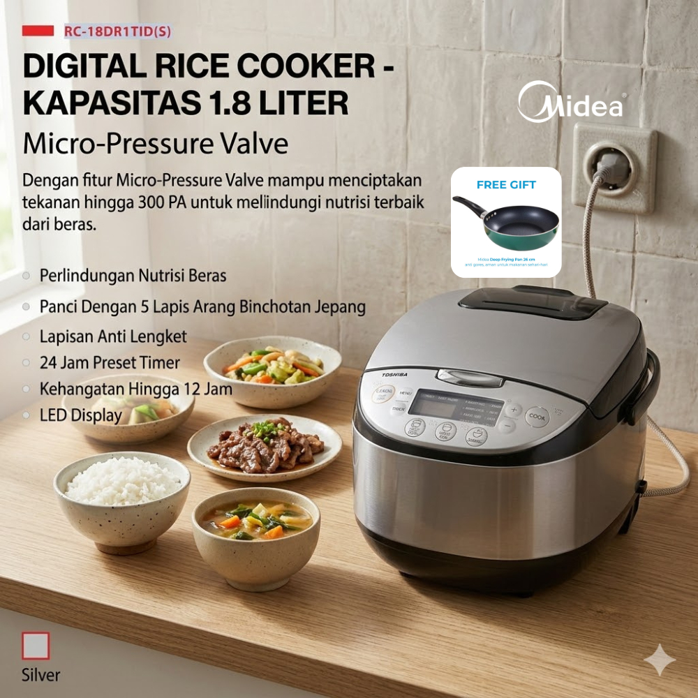 Jual [GRATIS WAJAN ANTI LENGKET] Toshiba Digital Rice Cooker 1.8L ...