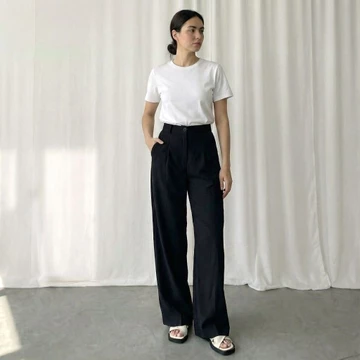 Viona Pants Celana Highwaist Trousers Loose Pants Kulot Wanita Anti Kusut Resleting Depan