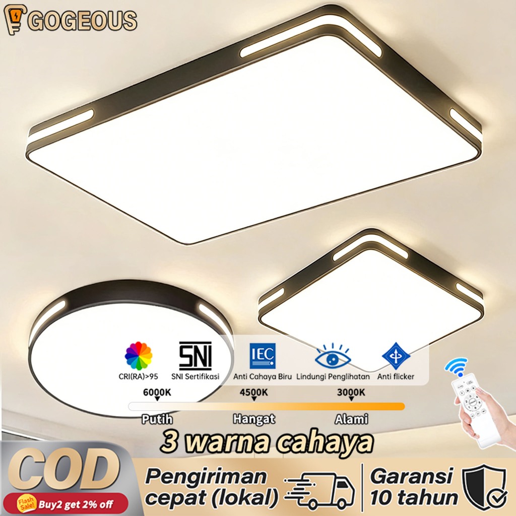 Jual Gogeous Lampu Plafon Led 3 Warna Minimalis Modern Gaya Bulat Pvc ...