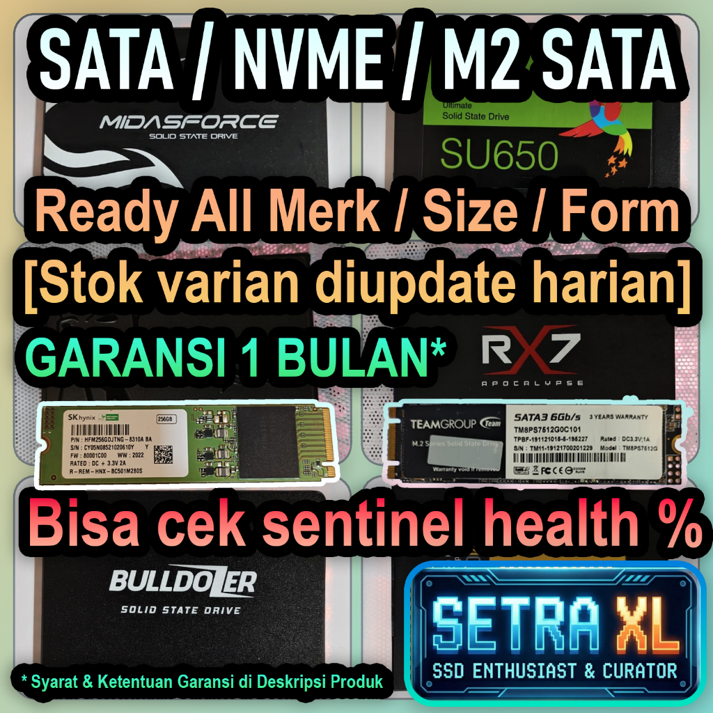 Jual SSD Second SSD Bekas Likenew 100% Sentinel Semua Merk SATA/M2 Sata ...