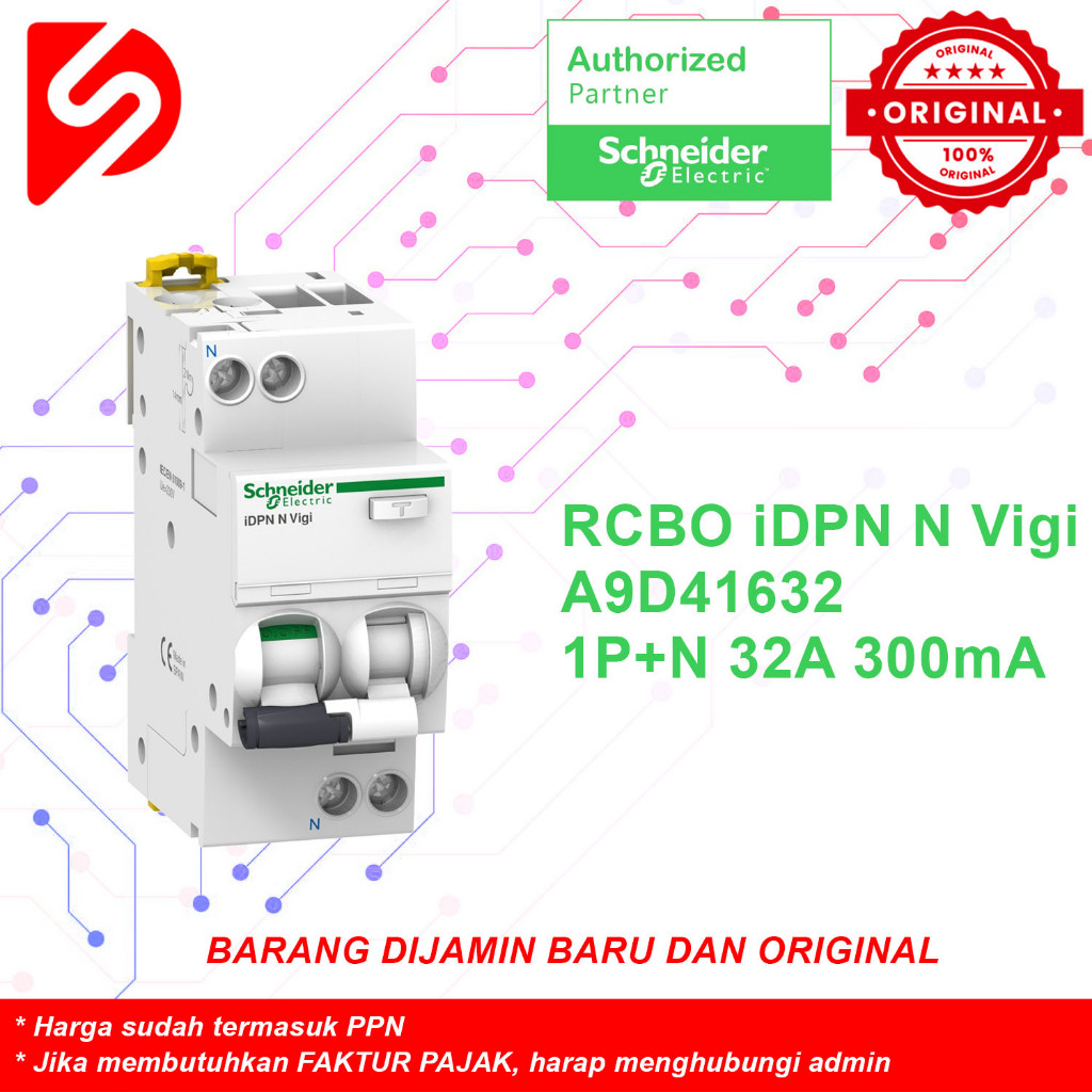 Jual RCBO iDPN N Vigi 1P+N 32A 300mA A9D41632 Original Schneider ...