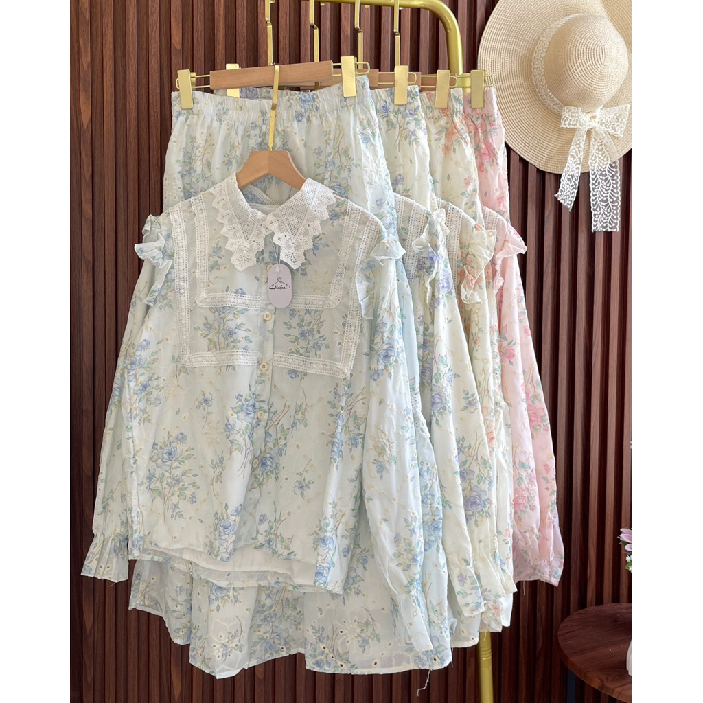 Jual Setelan Rok Katun Bordir Premium Kombinasi Renda Set Rok Raya ...