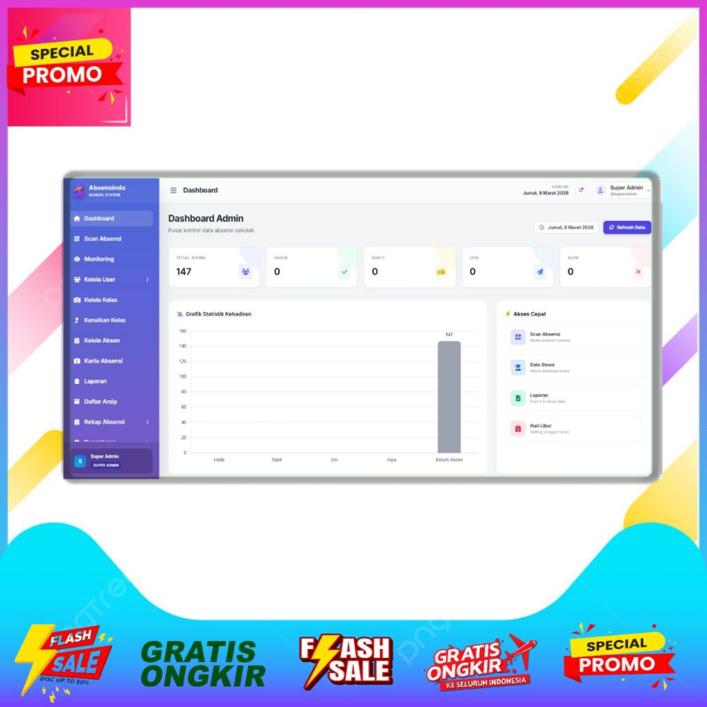Jual LANGGANAN DASHBOARD APLIKASI ABSENSI SEKOLAH SCAN QR/RFID ...