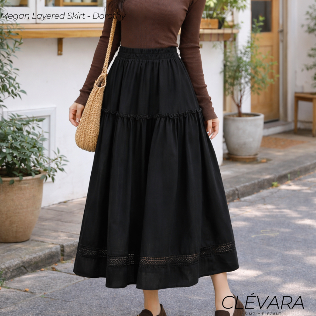 Jual CLÉVARA | Megan Soft Layered Skirt - Rok Katbol Panjang - Rok ...