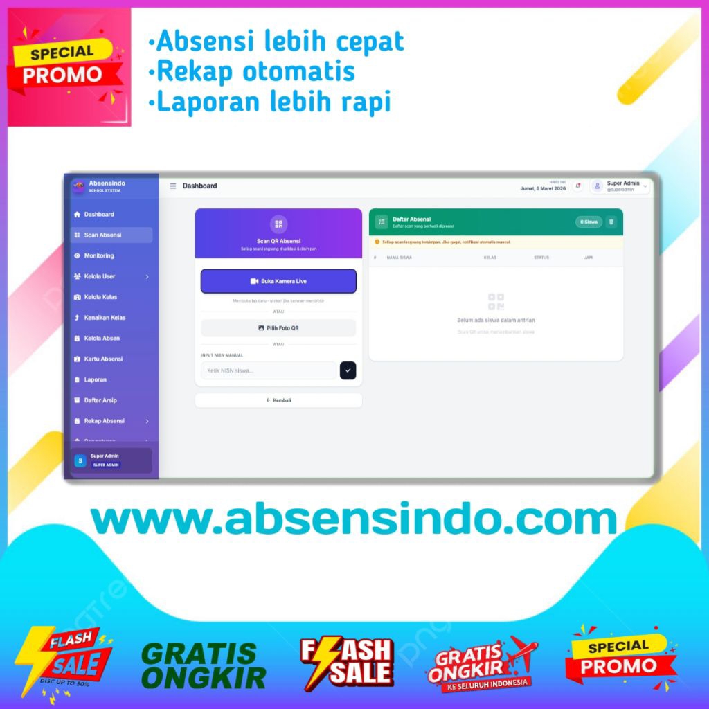 Jual LANGGANAN DASHBOARD APLIKASI ABSENSI SEKOLAH SCAN QR/RFID ...