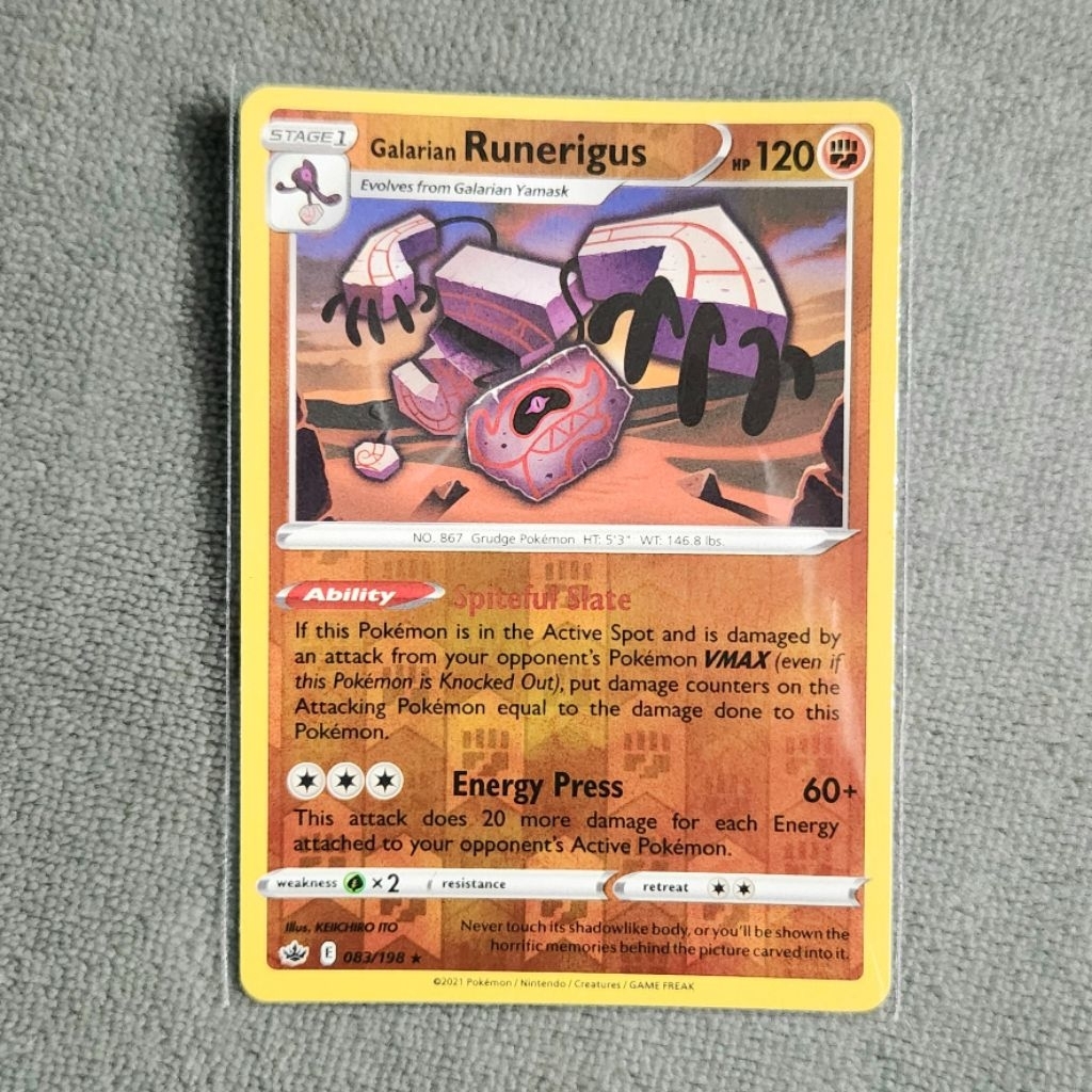 runerigus pokemon card Galarian - 083/198 - Chilling Reign Rare Card Type Pokemon TCG - s4a -