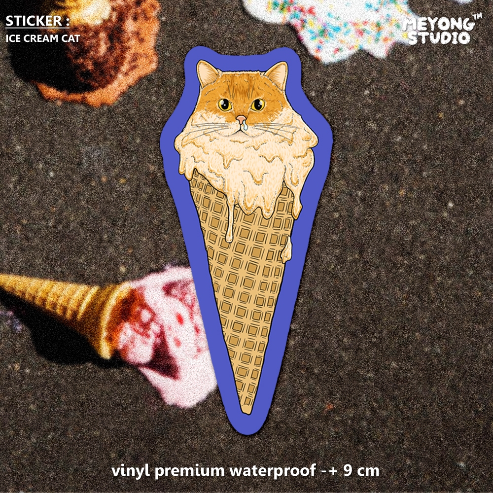 Jual Meyong studio | Sticker Ice Cream Cat | Sticker Aesthetic ...