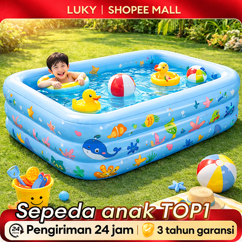 Jual LUKY[READY STOCK] Kolam Renang 3 Rings Thick rubber inflatable ...