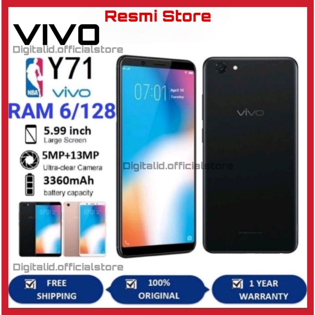 DIGITEL SMARTPHONE VIVO Y71 RAM 6/128 6 INCH DUAL SIM ANDROID 100% BARU, SEGEL DAN BERGARANSI