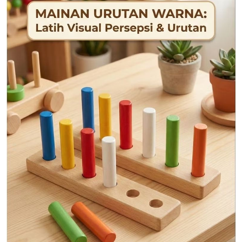 Jual PEGS Montessori Kayu Color Sequence Matching Urutan Warna Mainan ...