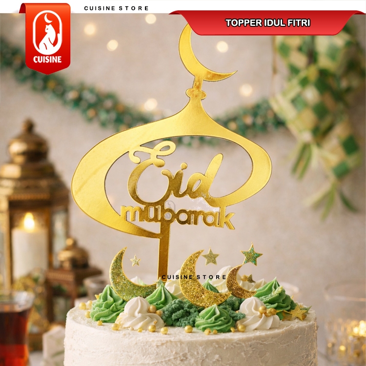 Cake Topper Lebaran Idul fitri Ramadhan Hiasan Kue Hampers Bahan Akrilik Tebal