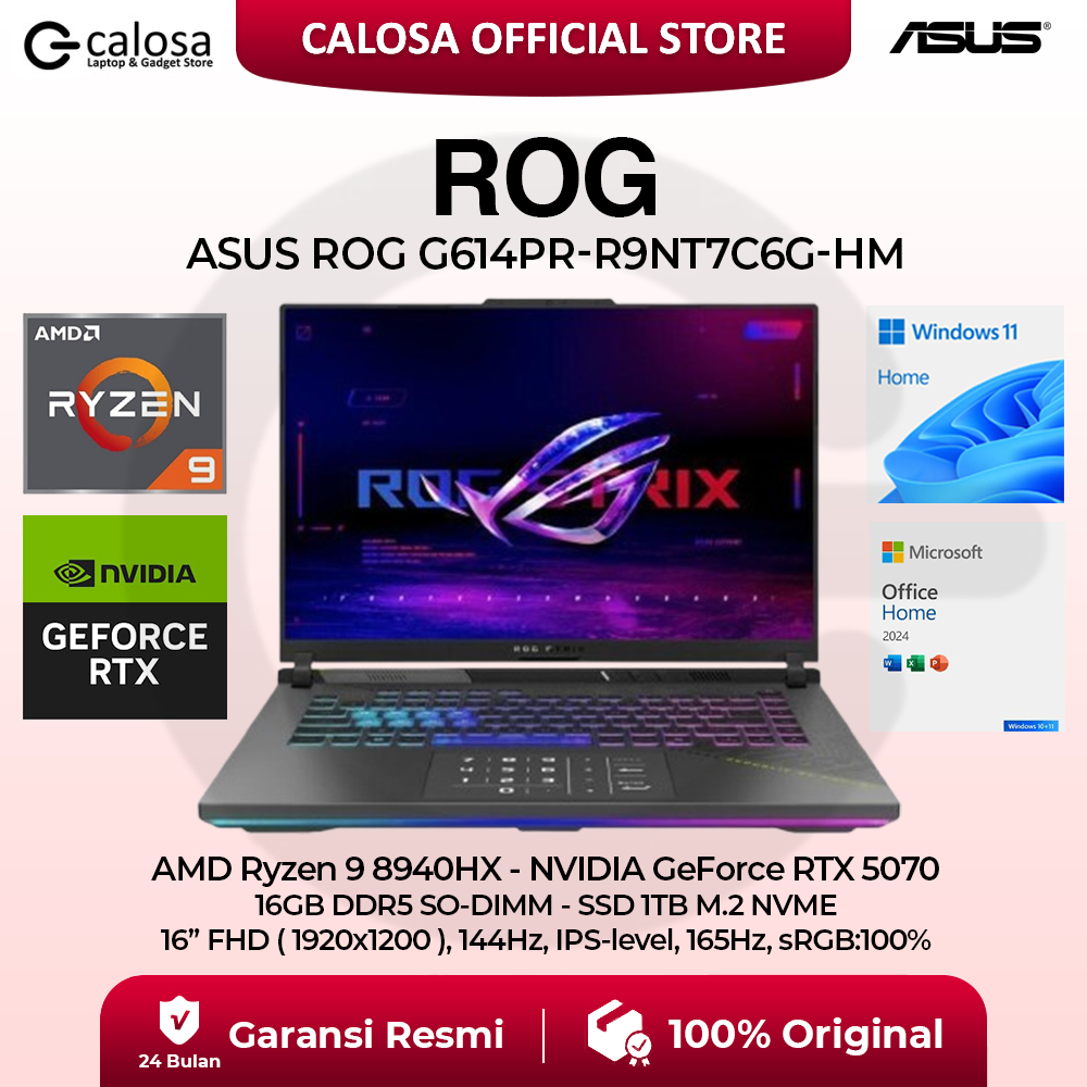 Jual LAPTOP ASUS ROG G614PR RAM 16GB SSD 1TB RYZEN 9 8940HX GeForce RTX ...