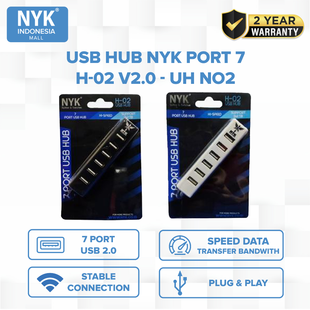 NYK USB HUB H-02 Port 7 v2.0 COD HUB bergaransi Docking Station Data transfer Mobile phone macbook android iphone ipad tab MHL