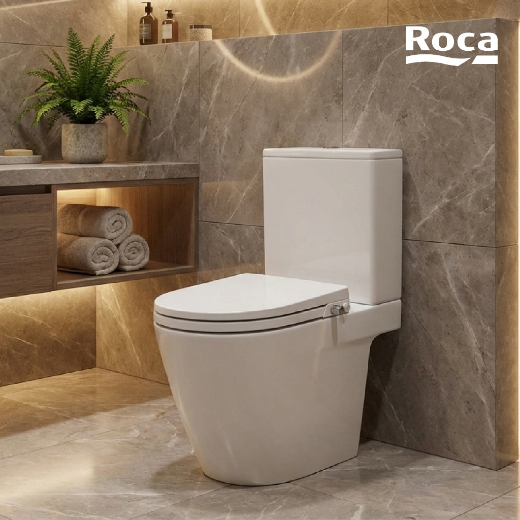 Jual ROCA Ona Rimless Close Coupled WC with Multiclean Seat Cover ...