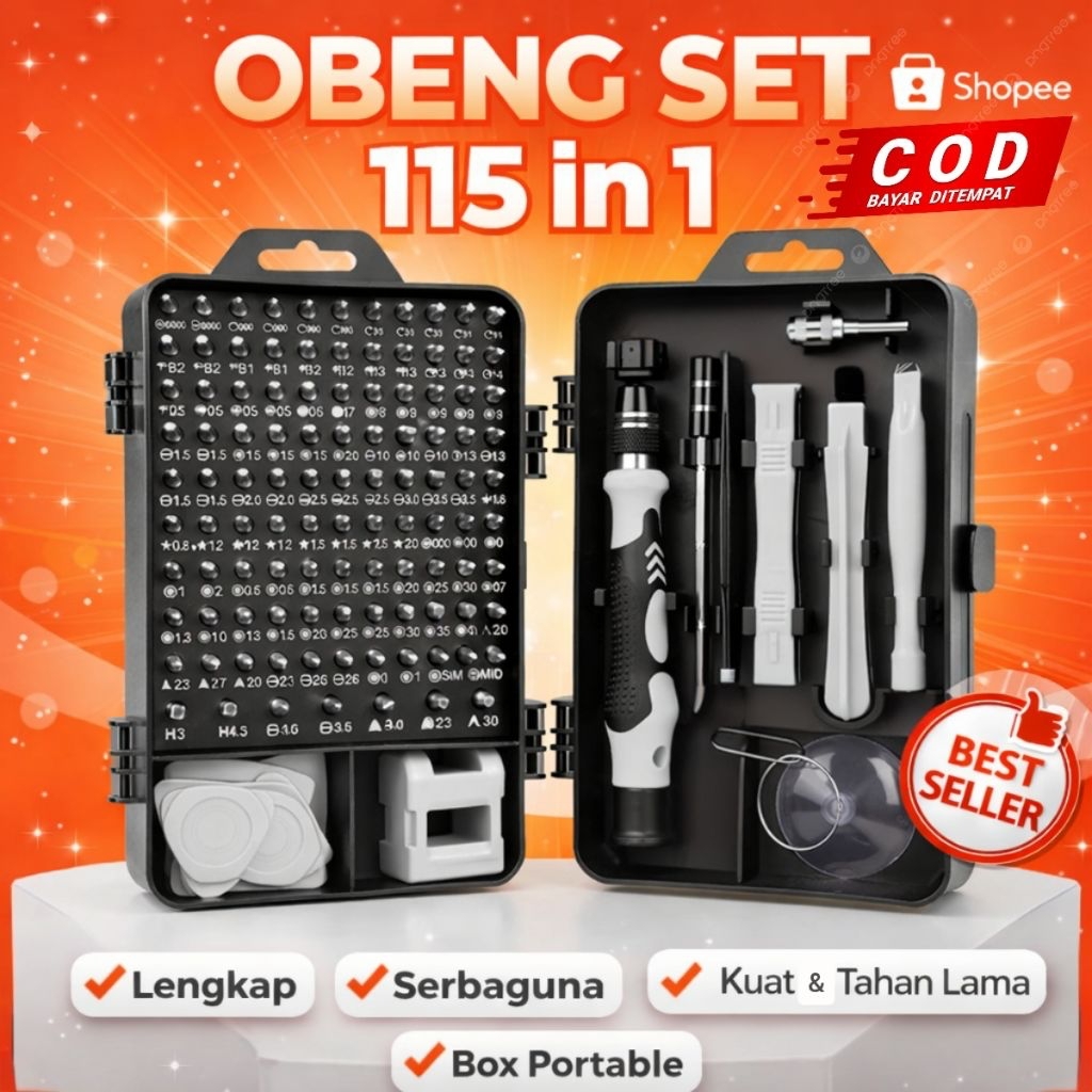 Jual Obeng set 115 in 1 / Obeng Magnet / Tools Kit / Screwdriver / Alat ...