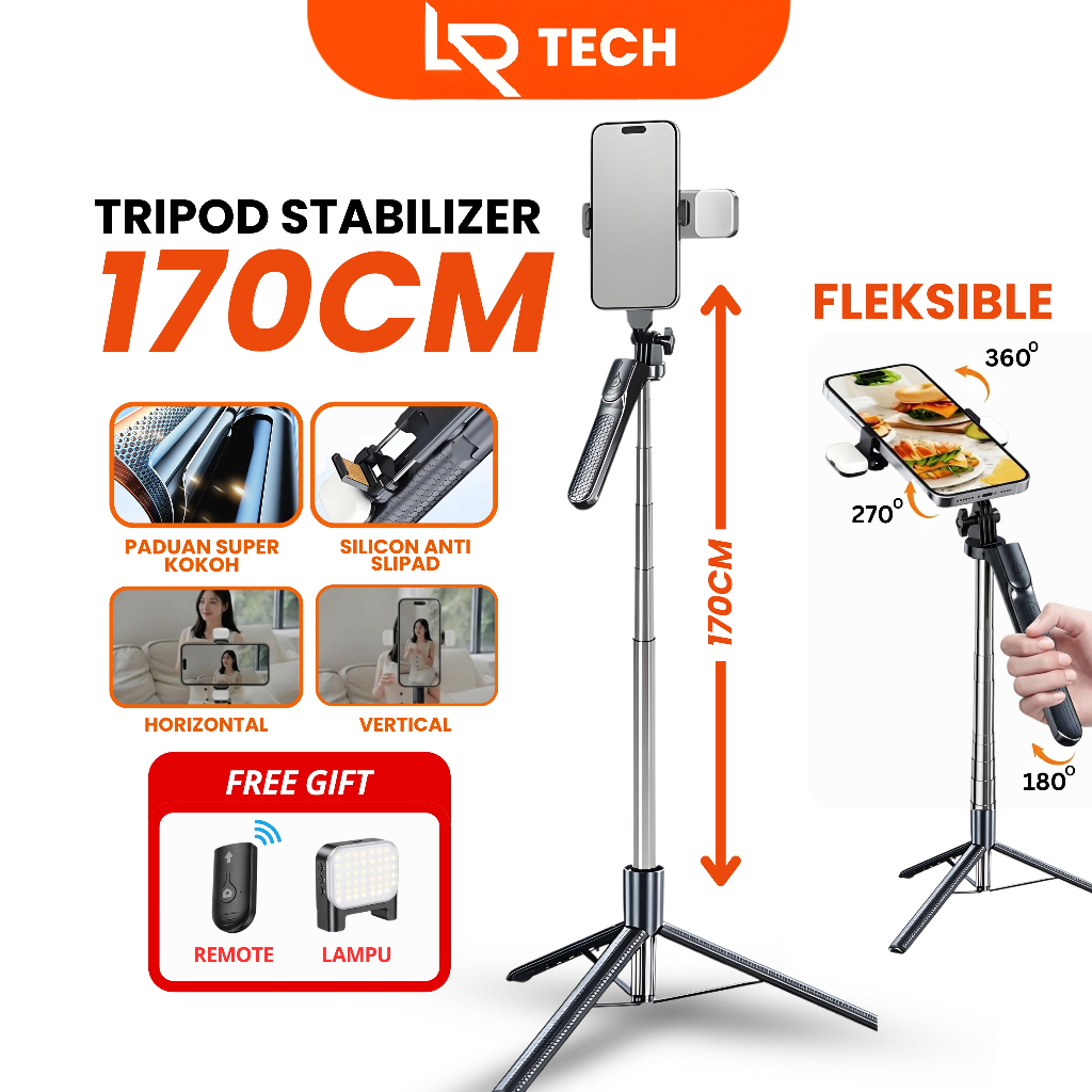 Jual LRTECH 170CM Selfie Stick Tripod Tongsis Wireless Remote Control ...