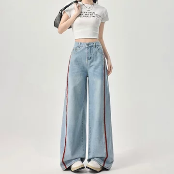 Loyka Plus Size Celana Jeans Cewek Wide Leg Highwaist Kulot Fashion Loose Biru Celana Baggy