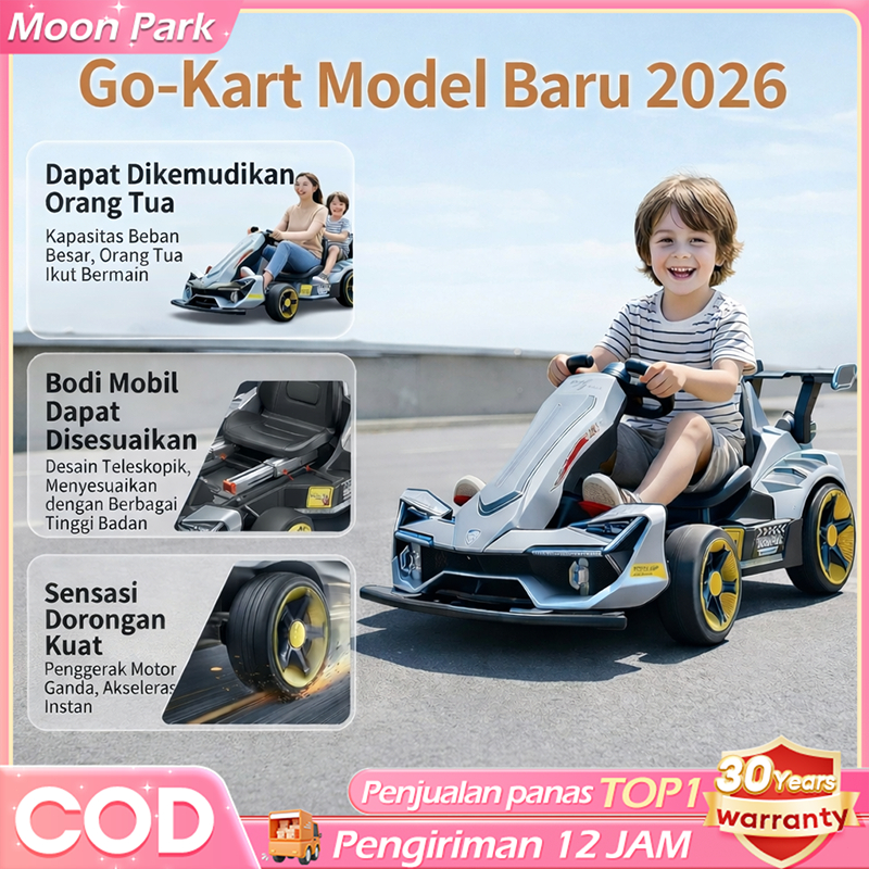 [READY STOCK]BEIGE gokart listrik motor anak bisa dinaiki dapat dilipat dan diperpanjang mainan anak
