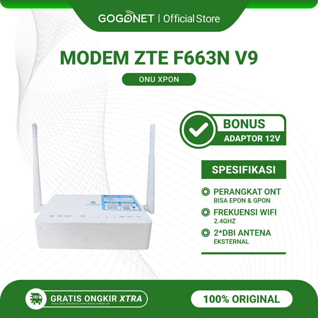 Jual Modem ZTE F663N V9 Ont Xpon Bisa Gpon Epon 2 Antena Bekas Original ...