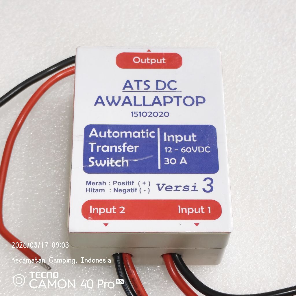 Jual ATS DC 12V-80V 30A module automatic transfer switch tanpa jeda v2 ...