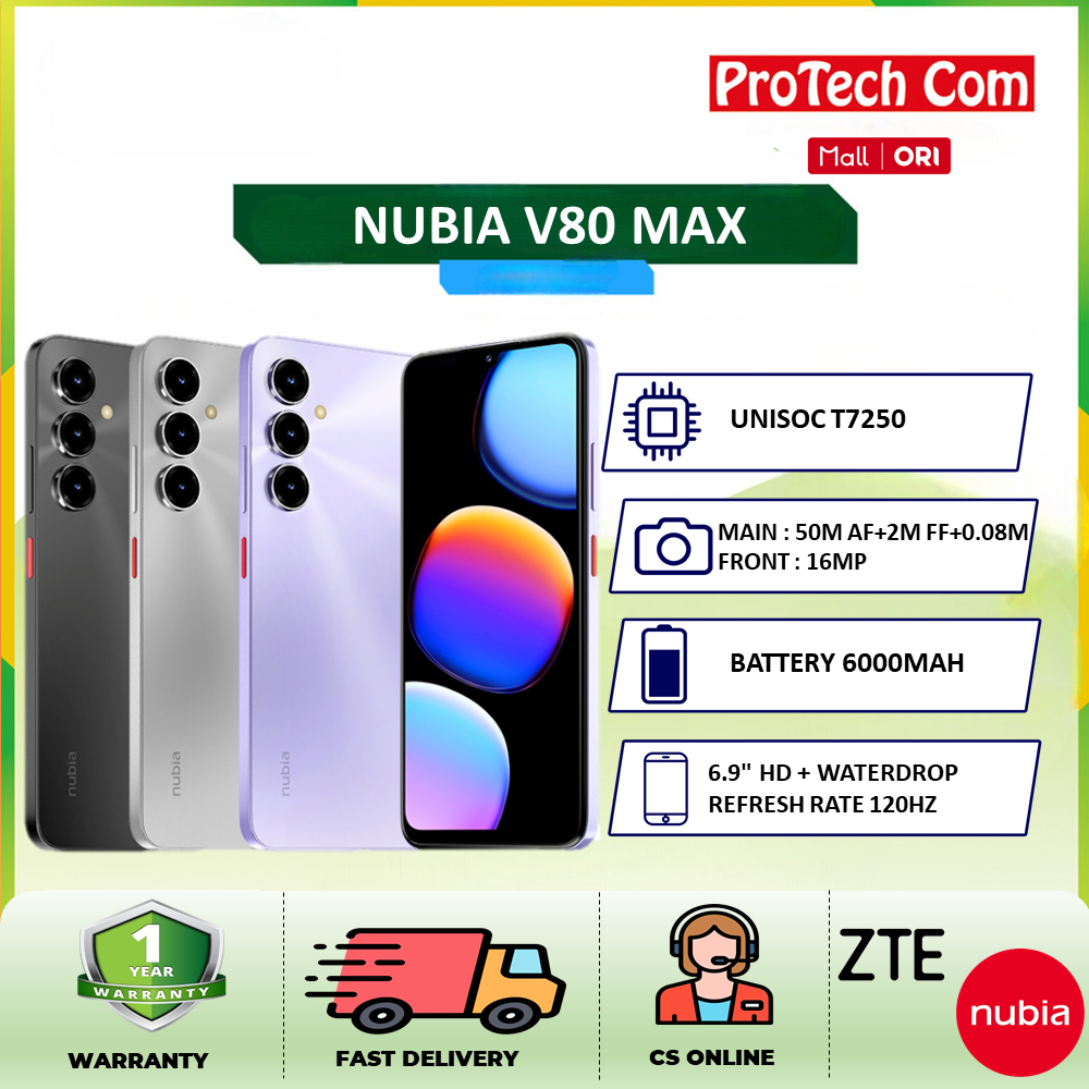 Jual nubia V80 Max ROM 128 GB RAM 8 GB + 8 GB Layar 6.9