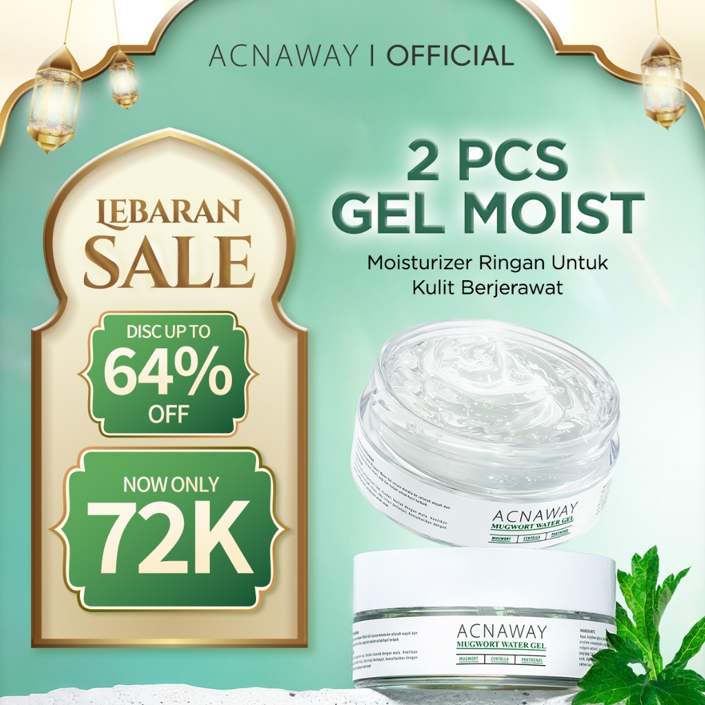 Jual ACNAWAY 2PCS Mugwort Water Gel Moisturizer - Moisture Gel Pelembab ...