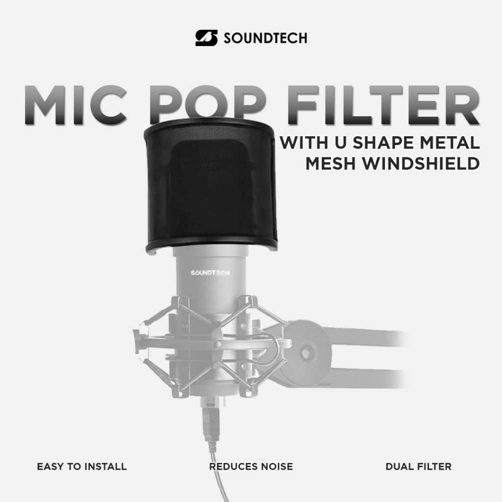 Jual SOUNDTECH Mic Pop Filter with U Shape Metal Mesh Windshield ...