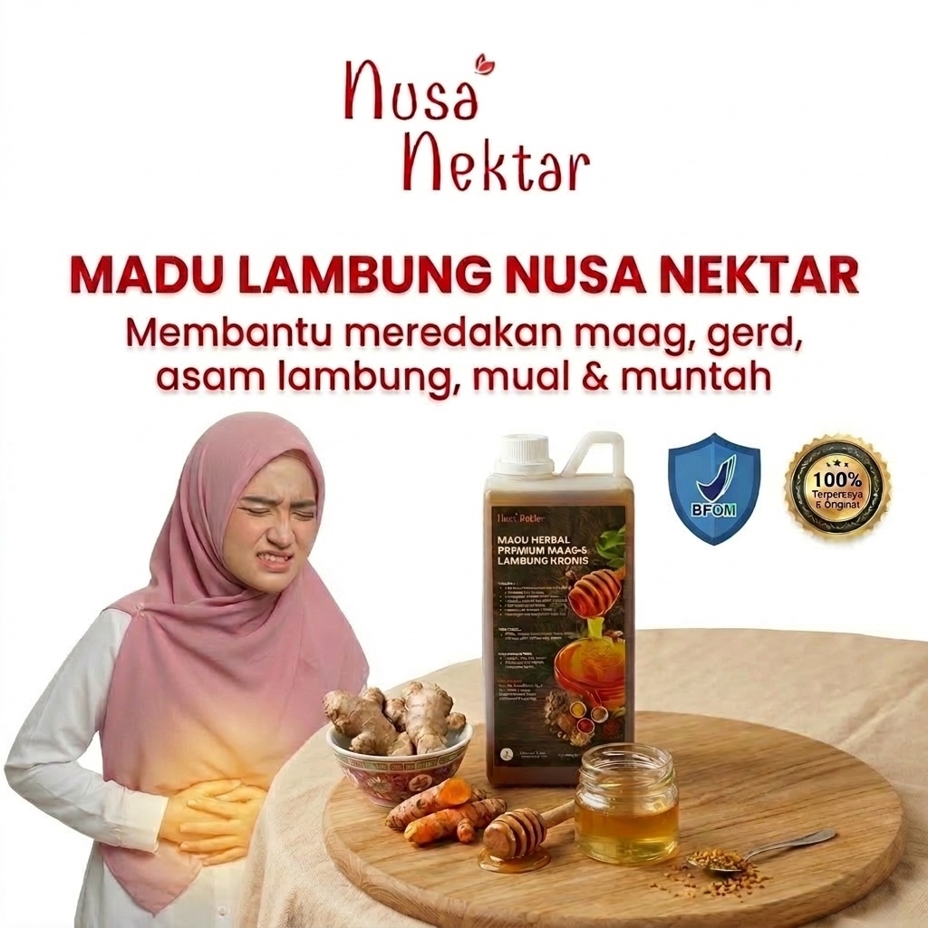 [PROMO] Nusa Nektar - Isi 1 kg Madu Herbal PREMIUM Maag & Lambung Kronis Membantu Asam Lambung Maag Gerd Mual Muntah & Gangguan Pencernaan