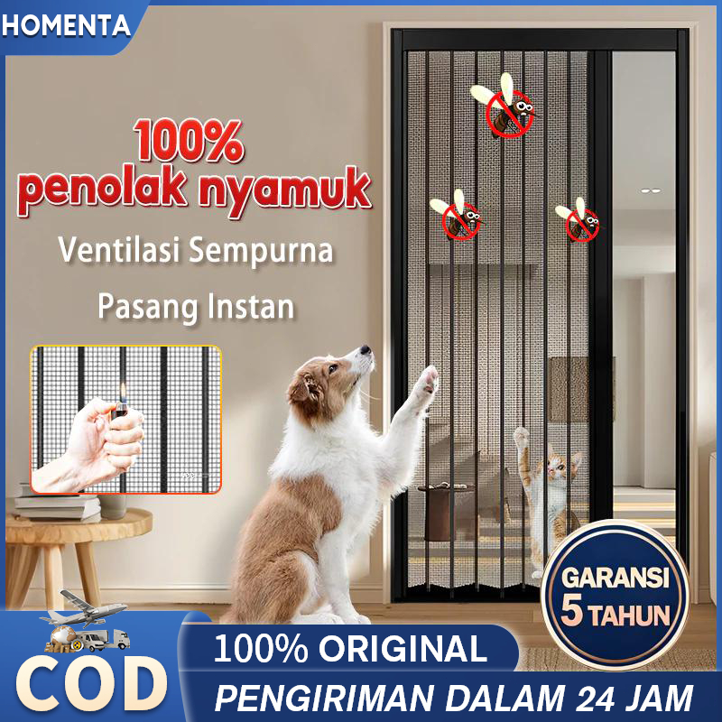 Homenta Tirai Pintu Lipat Magnet Premium Anti Nyamuk Tebal Bisa Dilipat Mudah Dipasang Penyekat Ruangan Pintu Rumah Pintu Kamar Kusen Pintu Aluminium COD