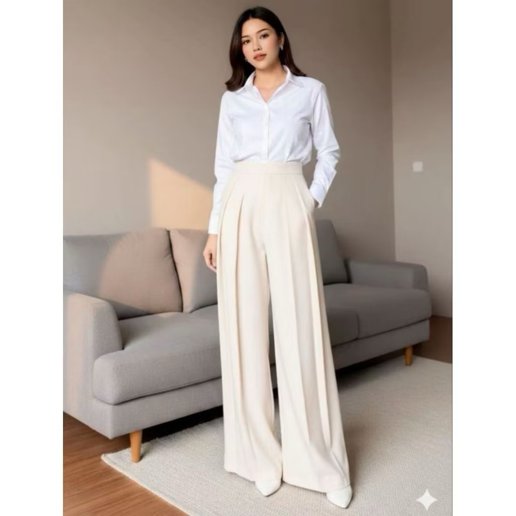 Laviie Pants Kulot Palazzo Highwaist Celana Panjang Wanita Kasual Nyaman Dipakai