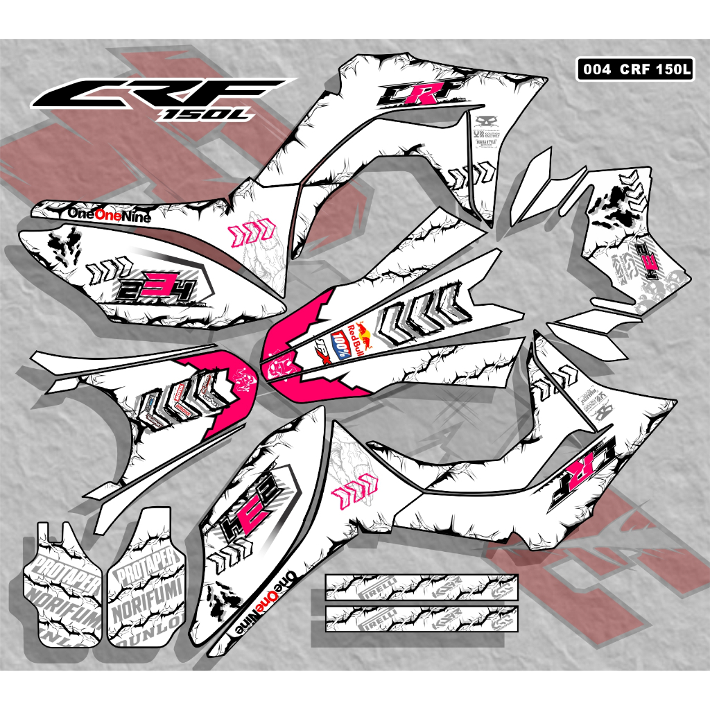 Jual 0501 decal sticker motor crf terbaru, free custom nama dan nomor ...