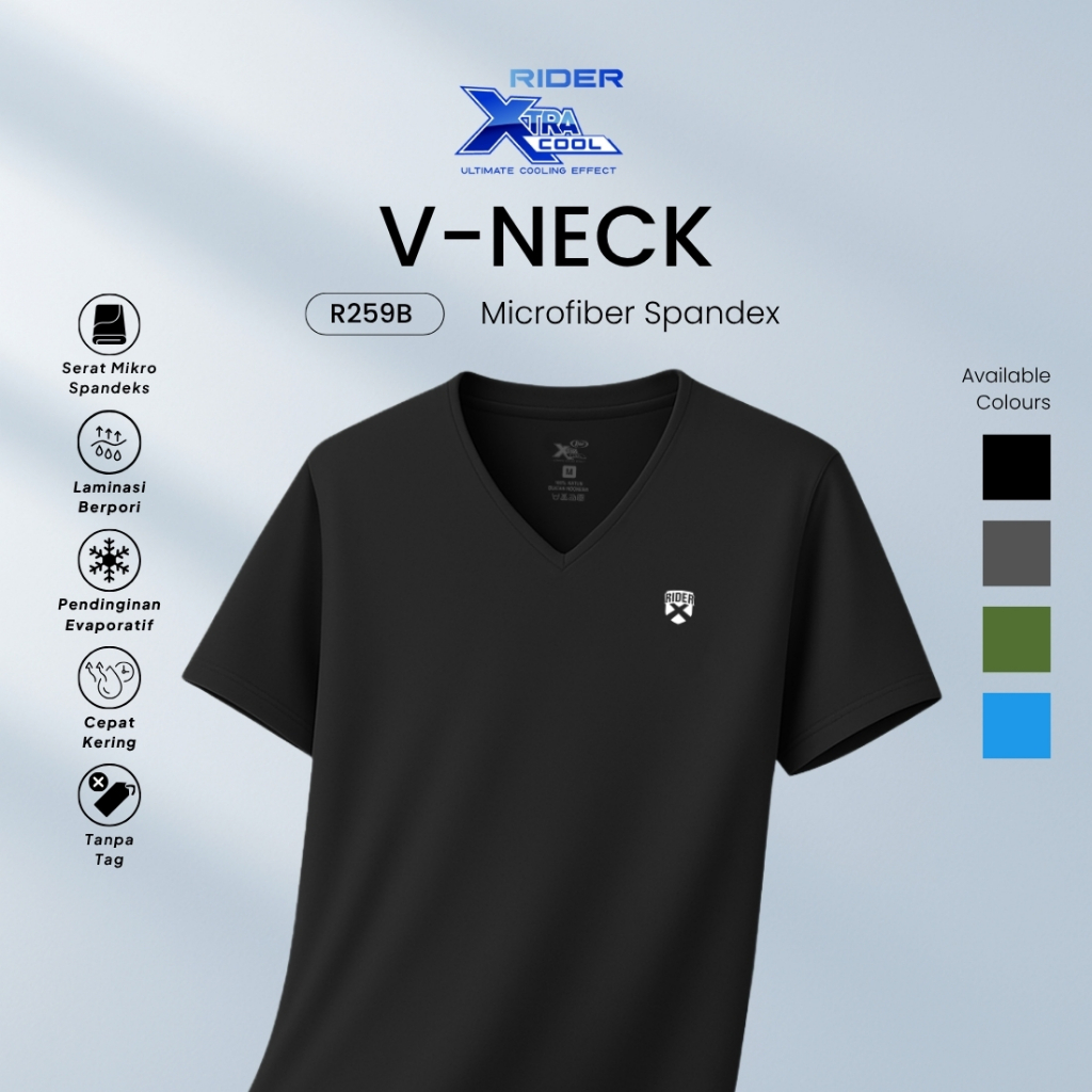 Jual Rider Xtracool T-Shirt - Kaos Pria V-Neck R259BWH Warna Hitam isi ...
