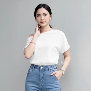 KINO Blouse Wanita One Shoulder Wanita Moscrepe Premium Atasan Simple Elegan Fit To L 10 Warna
