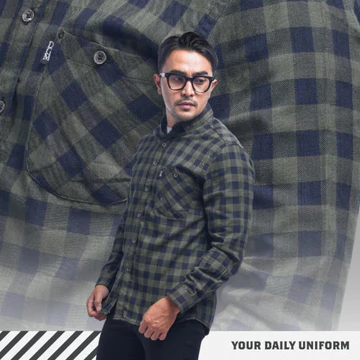 DGM Fashion Kemeja Pria Flanel Lengan Panjang Flannel 001 C