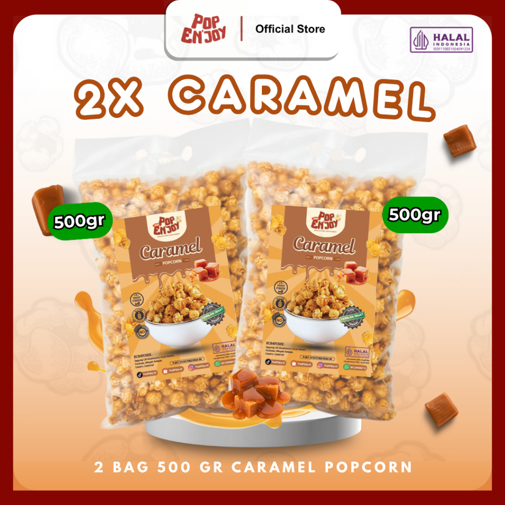 Jual PopENjoy - [BUNDLE 2] POPCORN CARAMEL 1 KG (2x500gr) | Snack ...