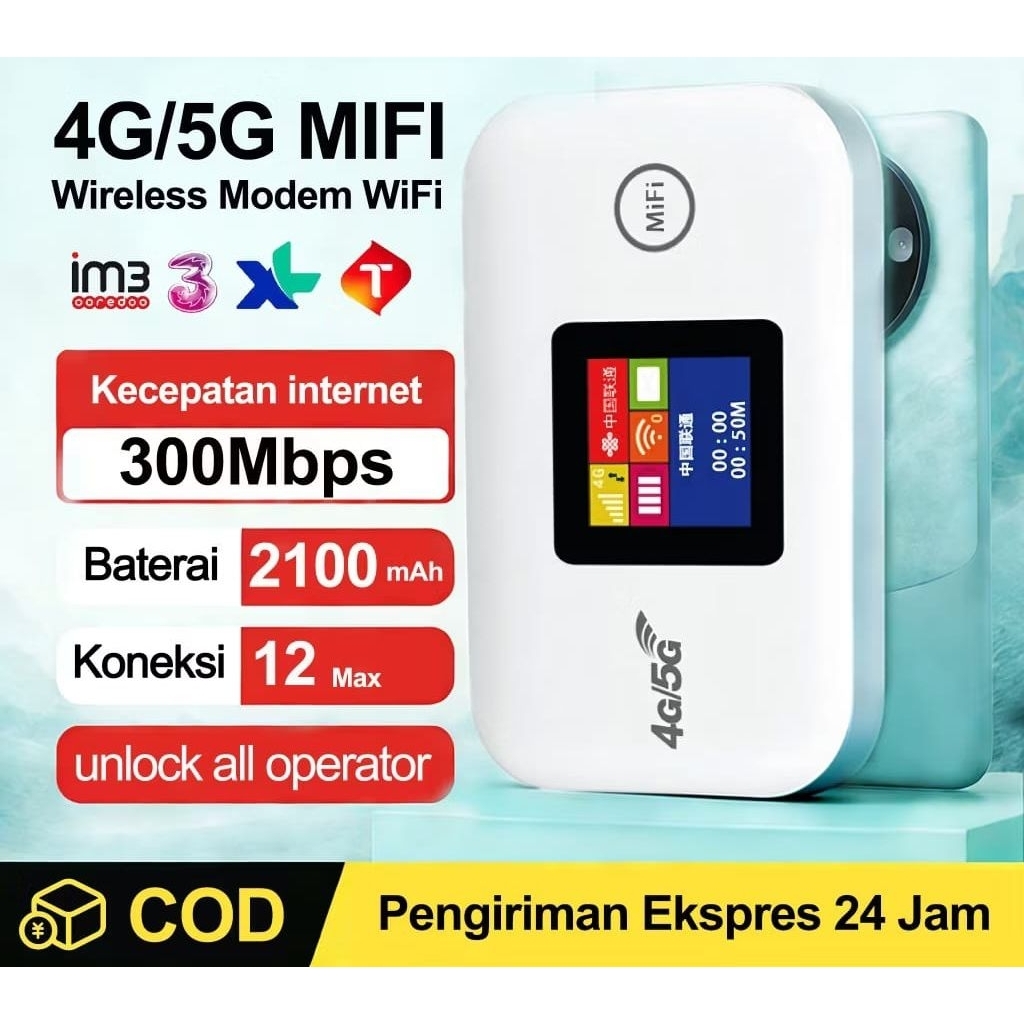 Jual modem Wifi 4G LTE 5G Dengan Baterai 2100mAh Kecepatan 300Mbps ...