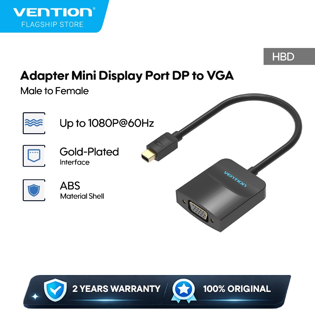 Jual Vention Adapter Converter Mini Display Port DP to VGA 1080P 60Hz ...