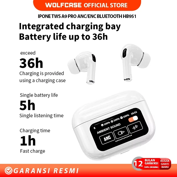 Wolfcase HB951 A9 Pro TWS Earphone ANC ENC Bluetooth 5.4