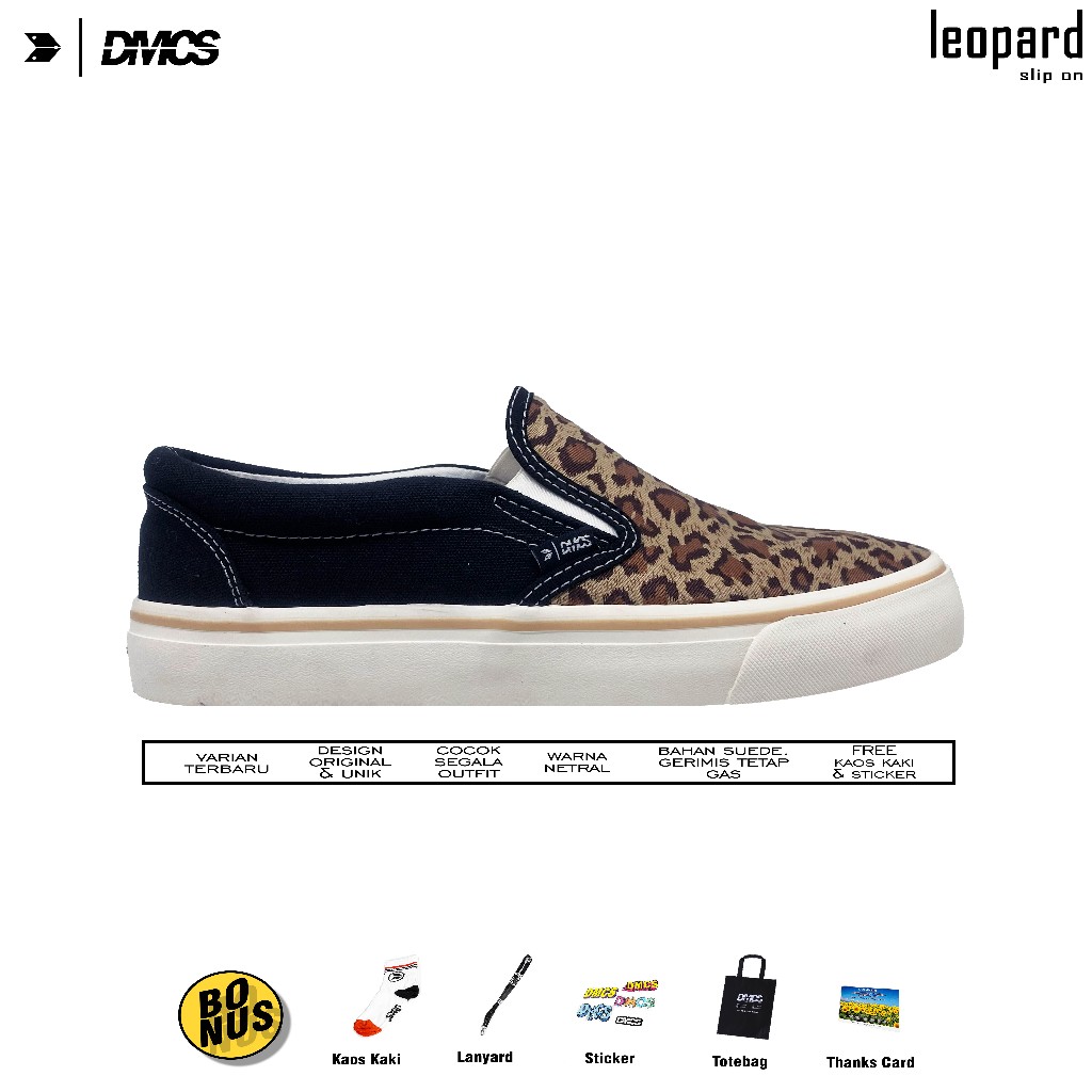 Jual Sepatu DMCS - Slip on Leopard Hitam Putih | Shopee Indonesia